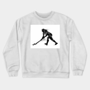 Girl Field Hockey Player Black and White Silhouette Crewneck Sweatshirt